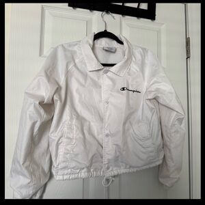 Champion White Windbreaker Cropped Size Medium
